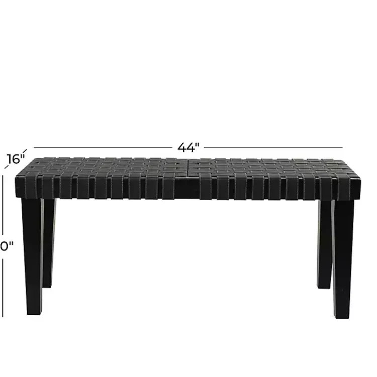 Entryway Furniture-Kirklands Home Woven Faux Leather Bench Black