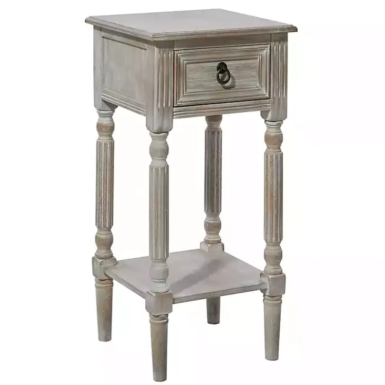 Accent & End Tables-Kirklands Home Whitewash Distressed Wood Accent Table Brown