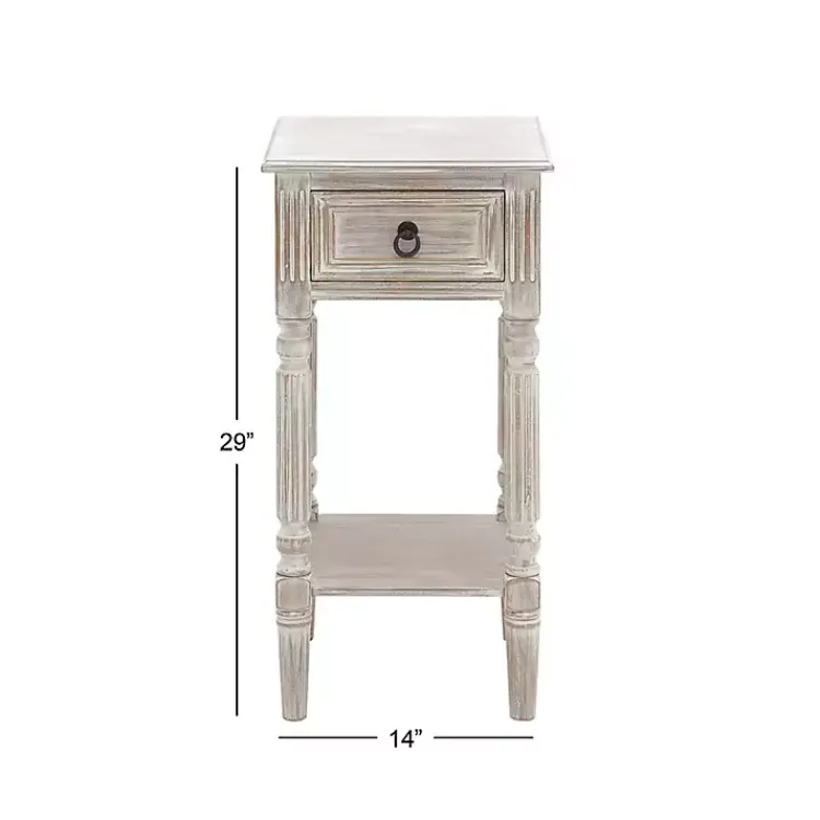 Accent & End Tables-Kirklands Home Whitewash Distressed Wood Accent Table Brown