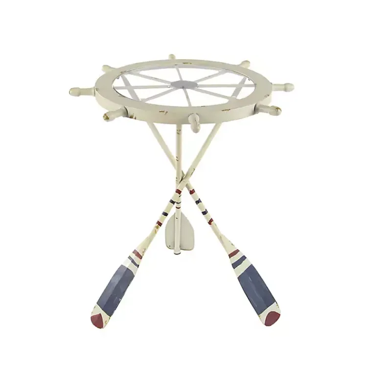 Accent & End Tables-Kirklands Home White Coastal Ship Accent Table