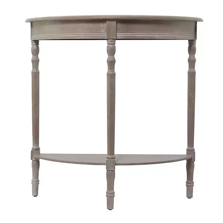 Entryway Furniture-Kirklands Home Whitewashed Wood Half Moon Console Table Brown