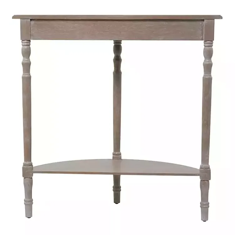 Entryway Furniture-Kirklands Home Whitewashed Wood Half Moon Console Table Brown