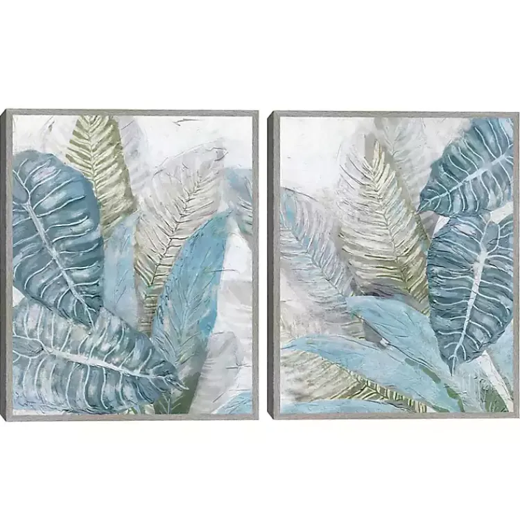 Canvas Art-Kirklands Home Blue Coastal Leaves I & II Canvas Prints, Set of 2
