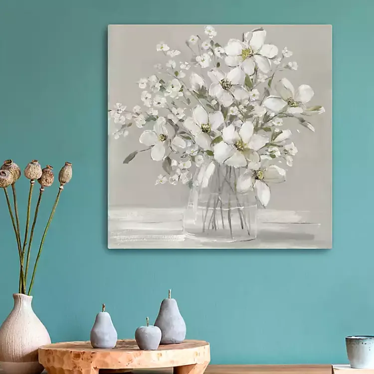 Canvas Art-Kirklands Home Blooming Magnolias Canvas Art Print, 20x20 in. Gray