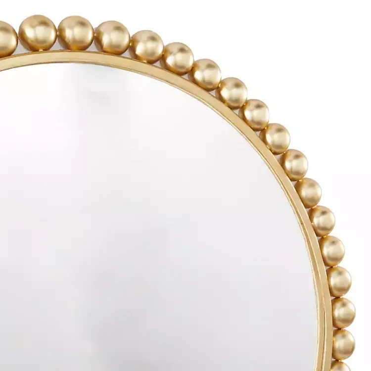 Decorative Mirrors-Kirklands Home Gold Metal Round Beaded Frame Wall Mirror