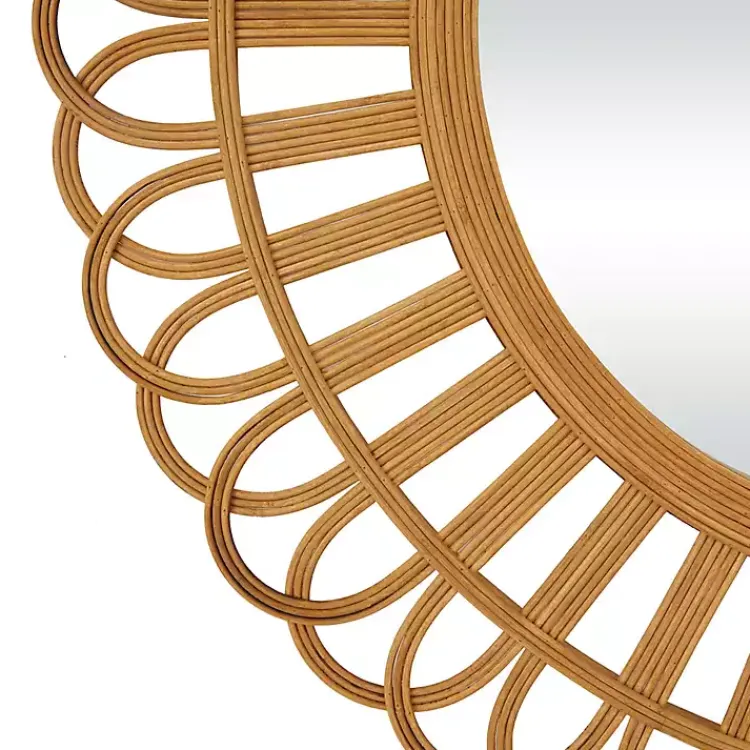 Decorative Mirrors-Kirklands Home Bamboo Round Overlay Floral Frame Wall Mirror