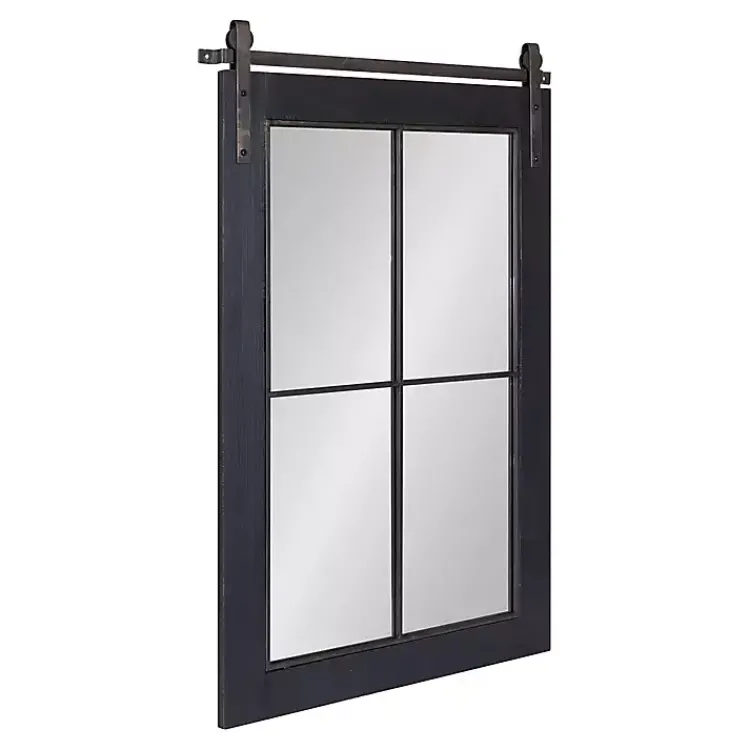 Decorative Mirrors-Kirklands Home Windowpane Kates Mirror, 23x36 in. Black