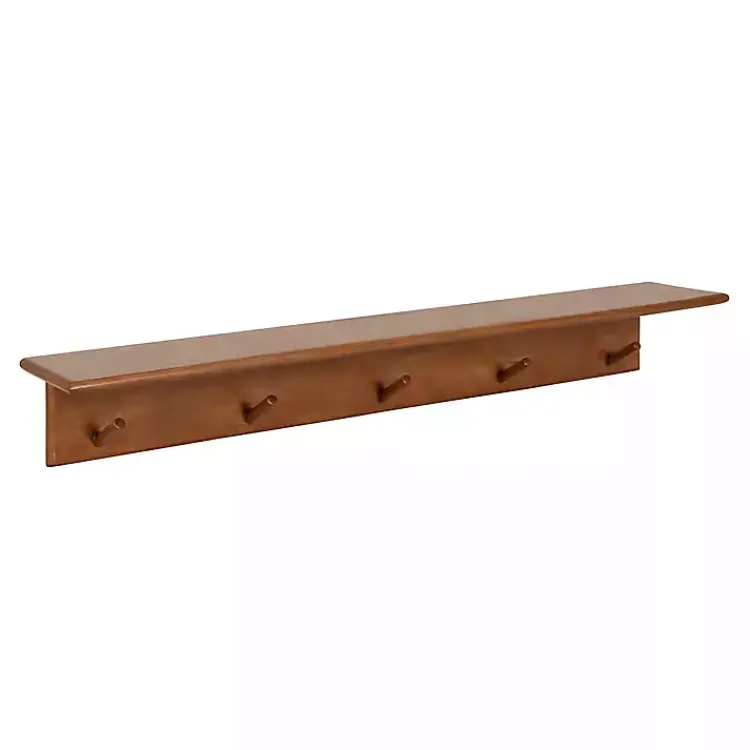 Shelves-Kirklands Home Walnut Wood Alia Shelf with Hooks