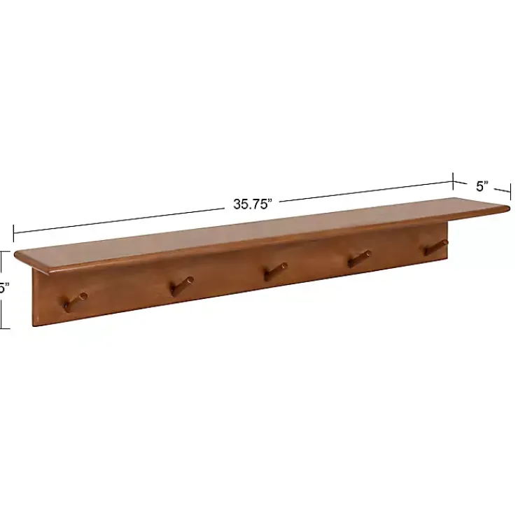 Shelves-Kirklands Home Walnut Wood Alia Shelf with Hooks