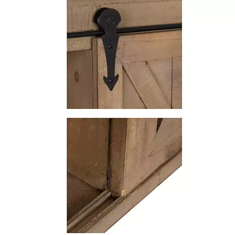 Wall Storage-Kirklands Home Wood Barn Door 5-Shelf Wall Cabinet Brown