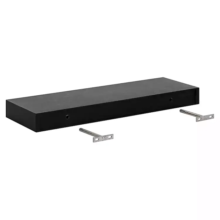 Shelves-Kirklands Home Black Wood 2-pc. Floating Shelves, 24 in.