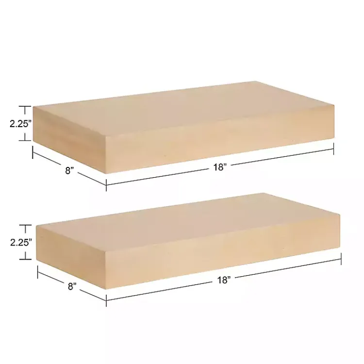 Shelves-Kirklands Home Natural Wood 2-pc. Floating Shelves, 18 in.