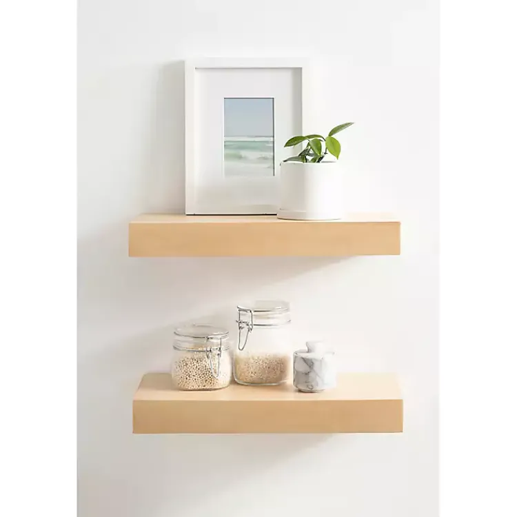 Shelves-Kirklands Home Natural Wood 2-pc. Floating Shelves, 18 in.