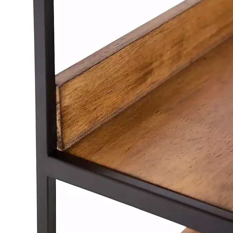 Shelves-Kirklands Home Black Metal & Rustic Wood Tiered Wall Shelf