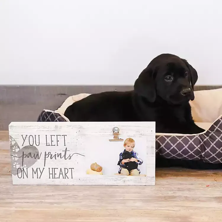 Wall Quotes & Signs-Kirklands Home Paw Prints on My Heart Clip Picture Frame Gray