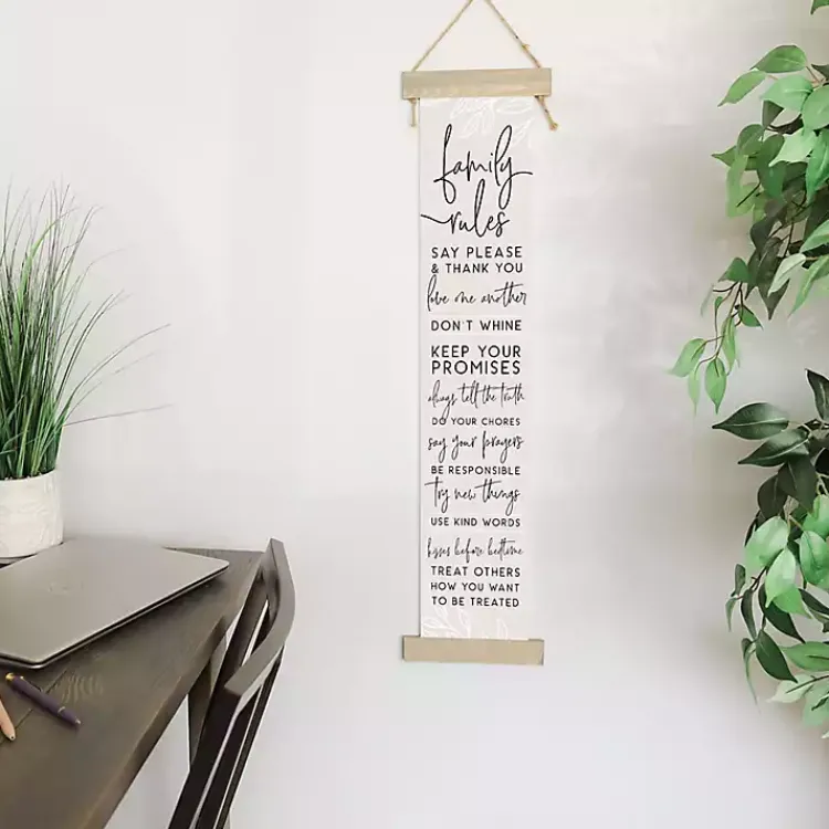 Wall Quotes & Signs-Kirklands Home Family Rules Hanging Wall Plaque