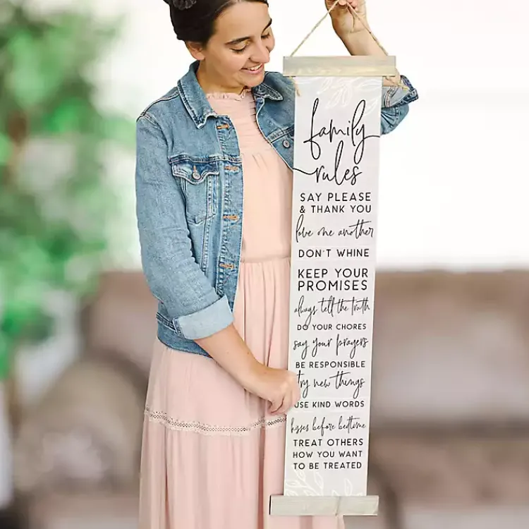 Wall Quotes & Signs-Kirklands Home Family Rules Hanging Wall Plaque