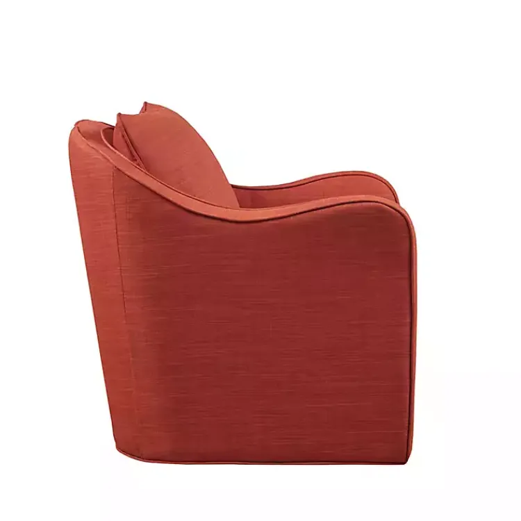 Accent Chairs-Kirklands Home Swivel Upholstered Wide Seat Accent Chair Orange
