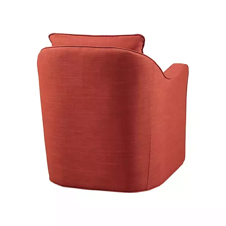 Accent Chairs-Kirklands Home Swivel Upholstered Wide Seat Accent Chair Orange