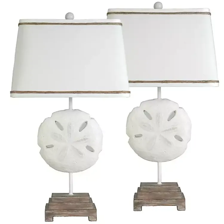 Table Lamps-Kirklands Home Sand Dollar Table Lamps, Set of 2 White