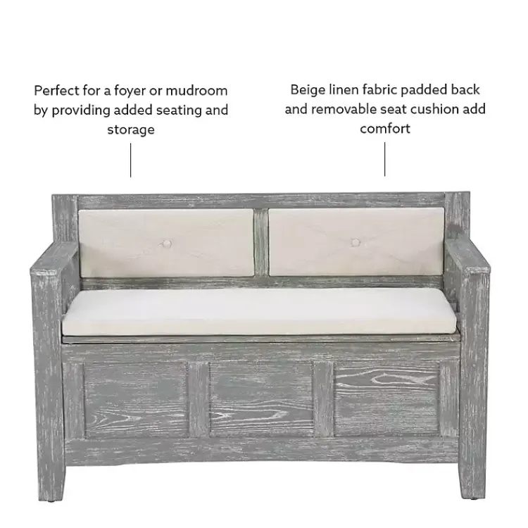Benches & Ottomans-Kirklands Home Gray and Beige Carlton Storage Bench