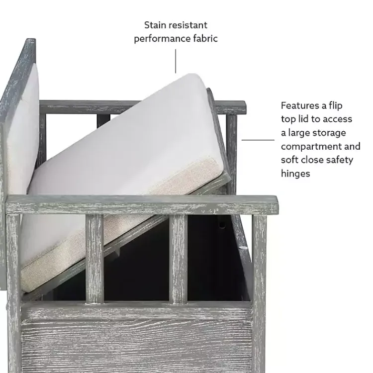 Benches & Ottomans-Kirklands Home Gray and Beige Carlton Storage Bench