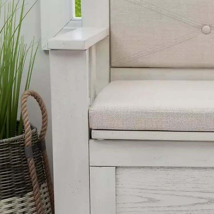 Benches & Ottomans-Kirklands Home White and Beige Carlton Storage Bench