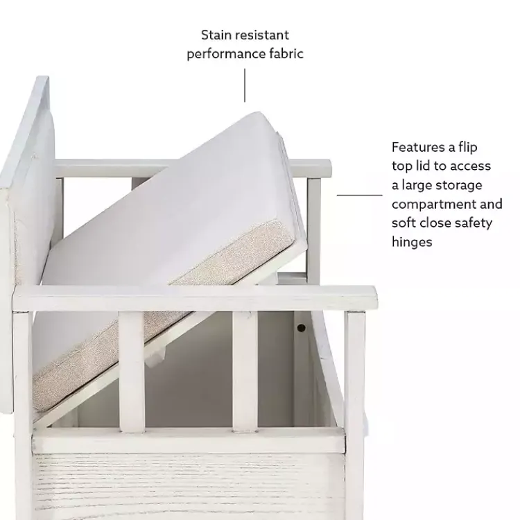 Benches & Ottomans-Kirklands Home White and Beige Carlton Storage Bench