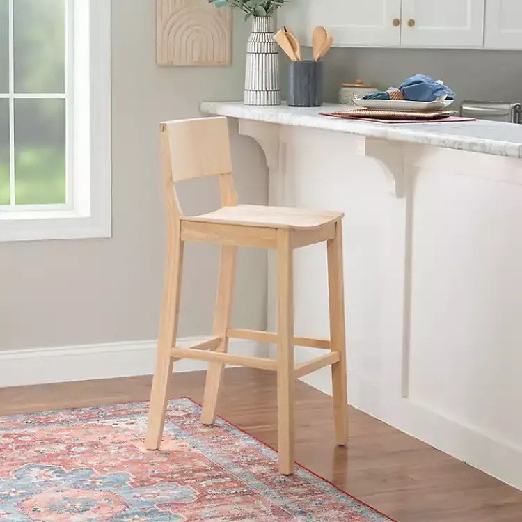 Bar Stools & Counter Height Stools-Kirklands Home Natural Wood Devin Bar Stools, Set of 2 Tan