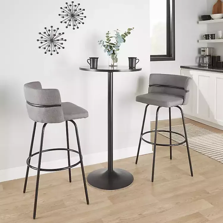 Bar Stools & Counter Height Stools-Kirklands Home Metal Cinch Swivel Bar Stools, Set of 2 Gray