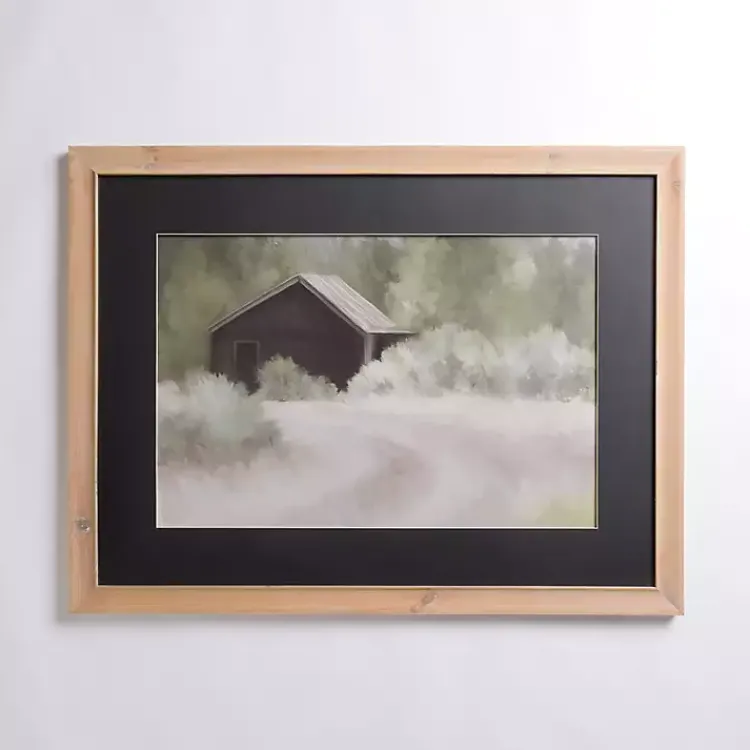 Framed Art-Kirklands Home Barn Landscape Black Mat Framed Art Print