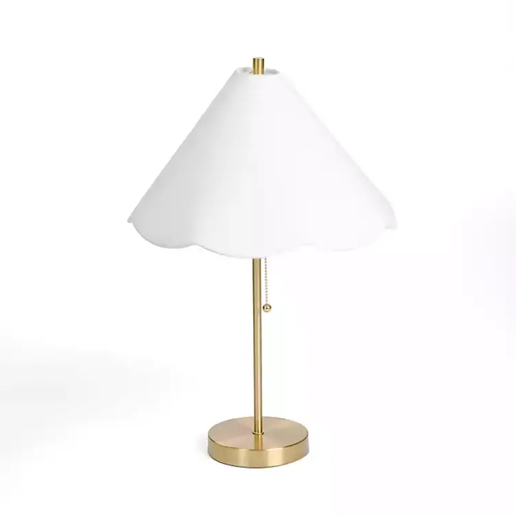 Table Lamps-Kirklands Home Gold Table Lamp with Scalloped Shade White