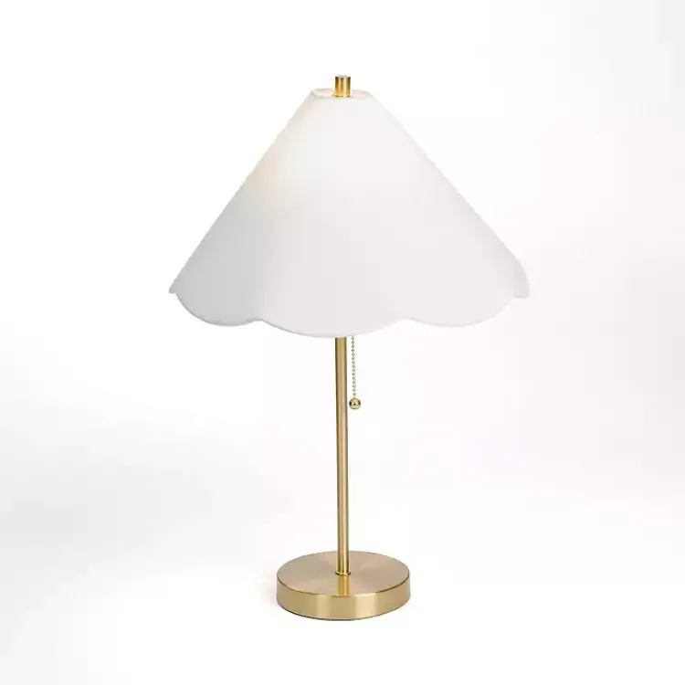 Table Lamps-Kirklands Home Gold Table Lamp with Scalloped Shade White