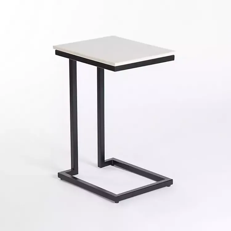 Accent & End Tables-Kirklands Home Marble Modern Black Metal C-Table White