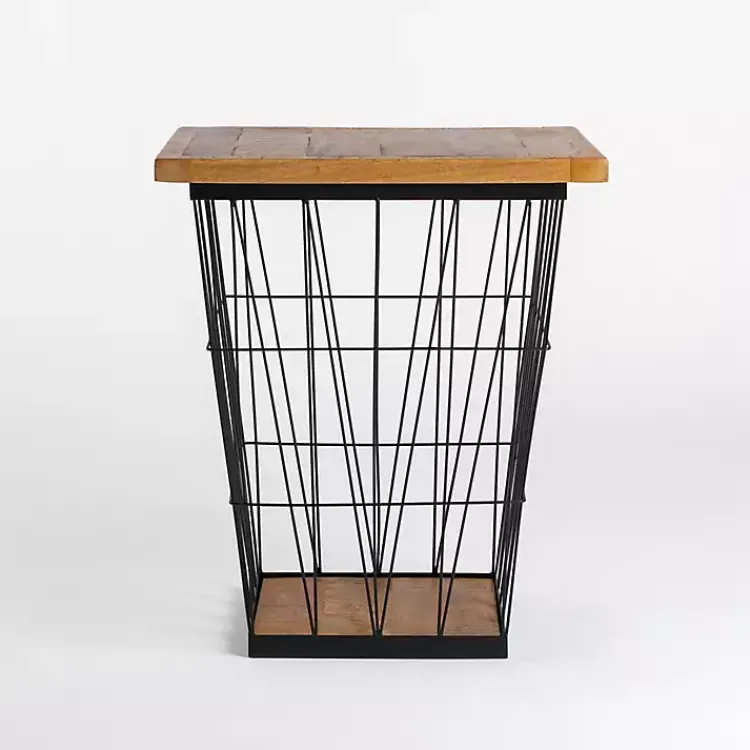 Accent & End Tables-Kirklands Home Mango Wood Storage Basket Side Table