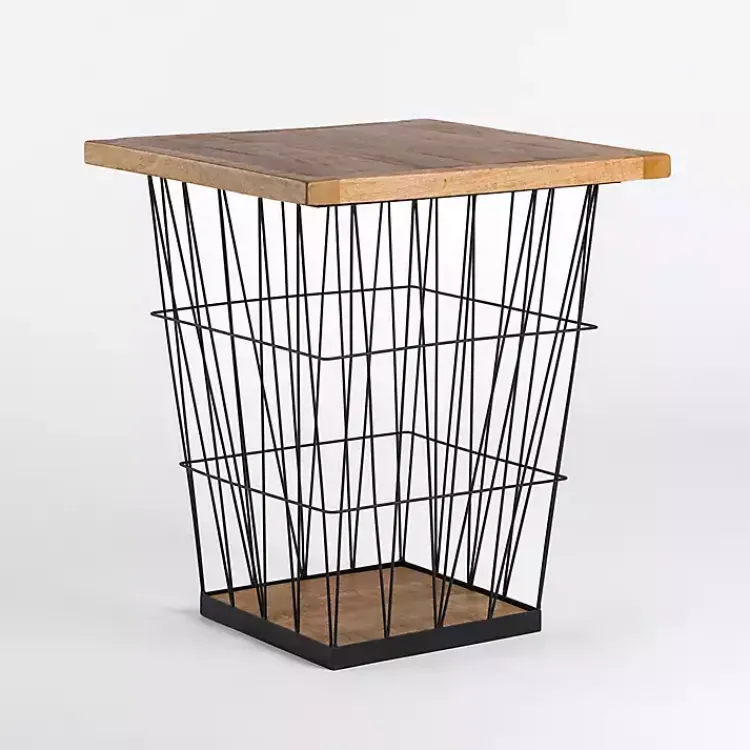 Accent & End Tables-Kirklands Home Mango Wood Storage Basket Side Table
