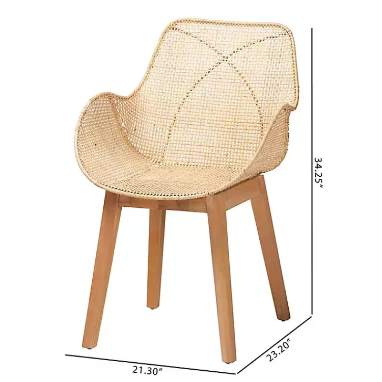 Dining Chairs-Kirklands Home Wood and Rat Flared Dining Chairs, Set of 2 Tan