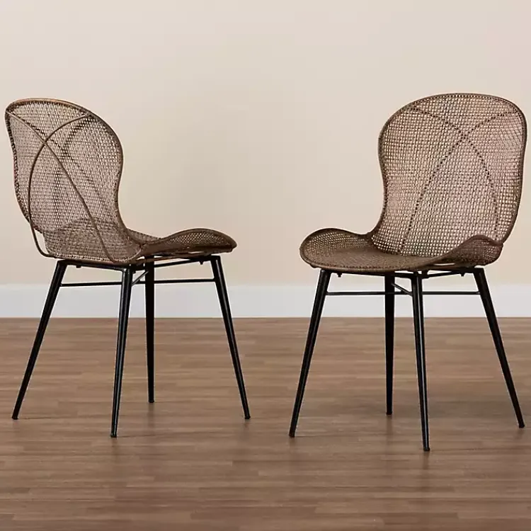 Dining Chairs-Kirklands Home Graywashed Rattan Dining Chairs, Set of 2 Brown