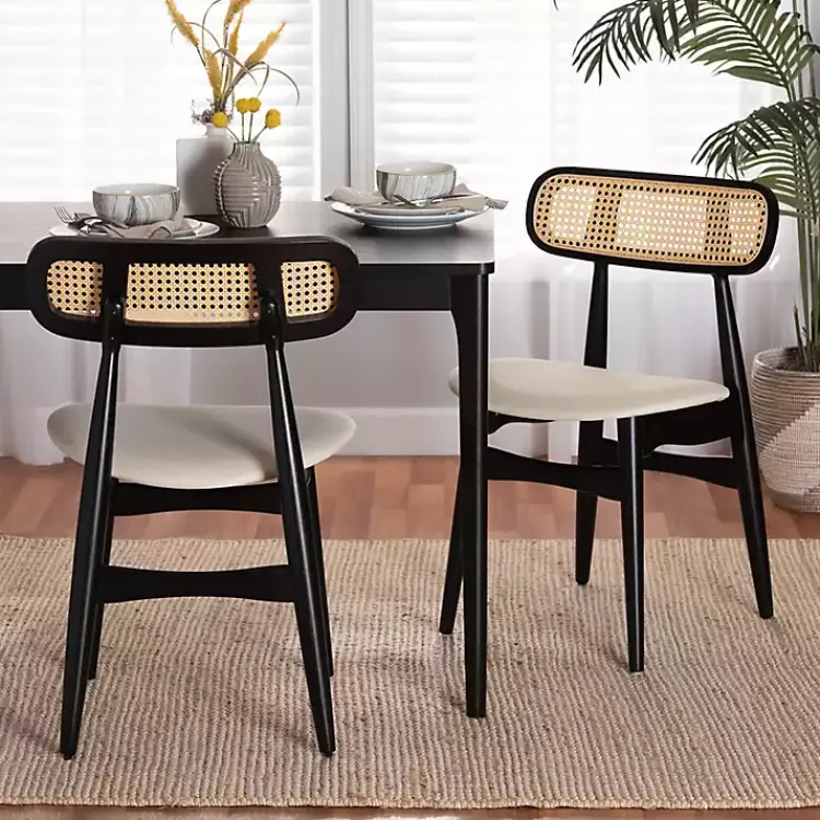Dining Chairs-Kirklands Home Black Mid-Century Modern Dining Chairs, Set of 2 White