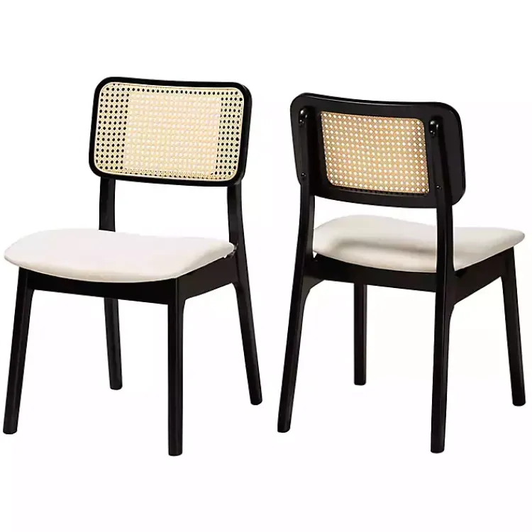 Dining Chairs-Kirklands Home Black & Cream Modern Dining Chairs, Set of 2 White