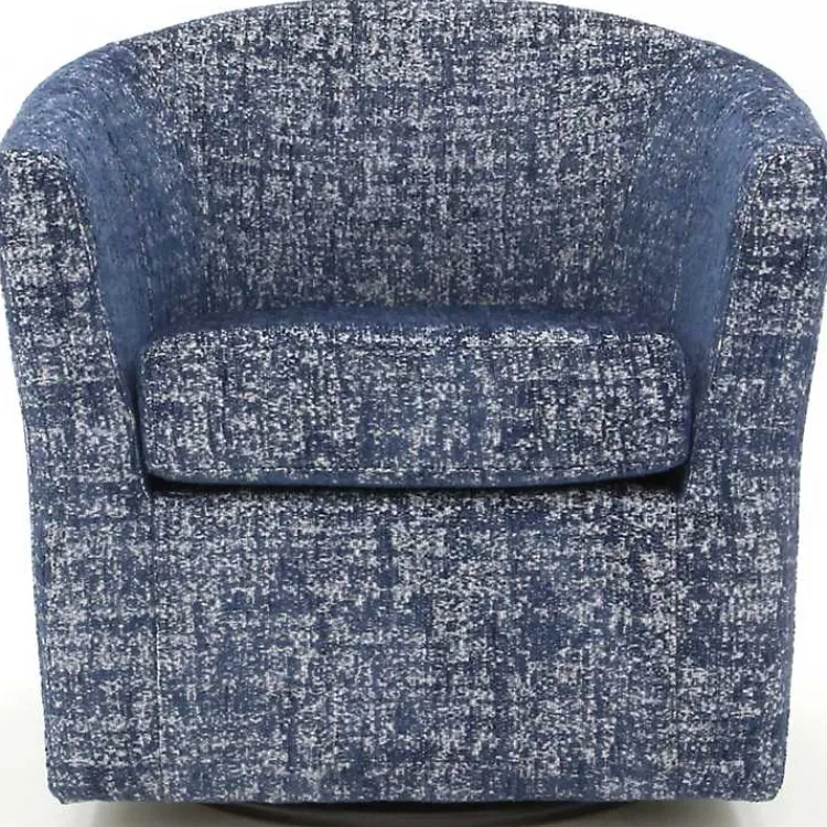 Accent Chairs-Kirklands Home Swivel Barrel Accent Chair Blue