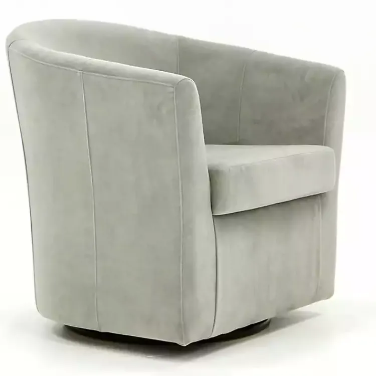 Accent Chairs-Kirklands Home Light Swivel Barrel Accent Chair Gray