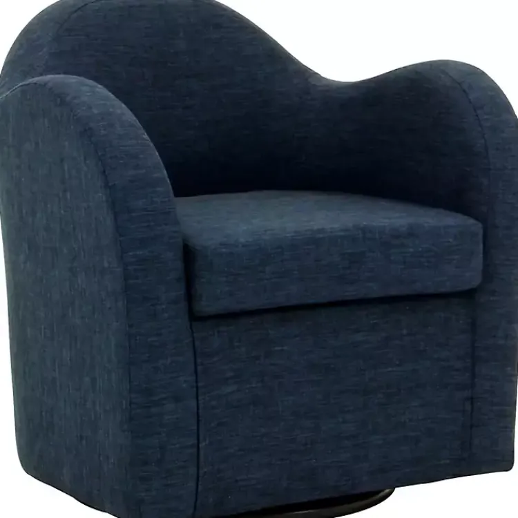 Accent Chairs-Kirklands Home Max Navy Swivel Club Accent Chair Blue