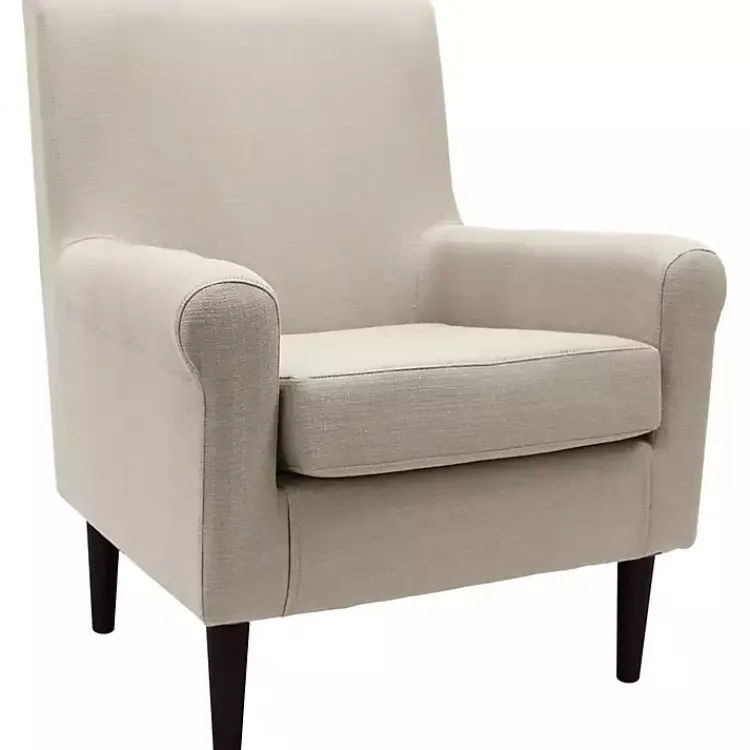 Accent Chairs-Kirklands Home Cream Ellen Rolled Arms Accent Chair White