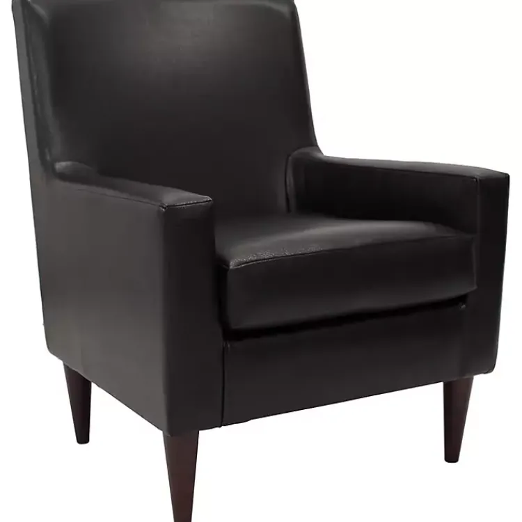 Accent Chairs-Kirklands Home Emma Faux Leather Accent Chair Black
