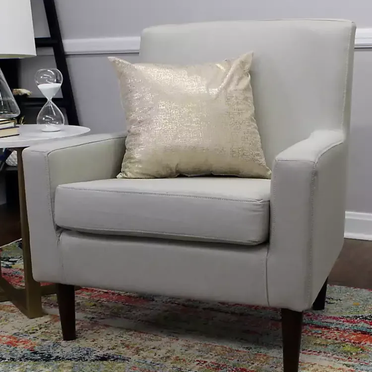 Accent Chairs-Kirklands Home Emma Oatmeal Upholstered Accent Chair Ivory