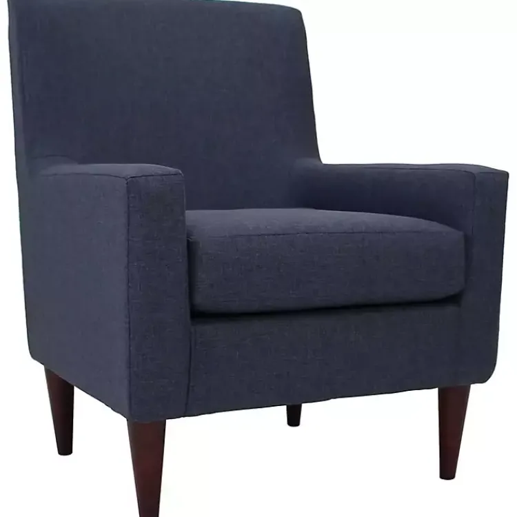 Accent Chairs-Kirklands Home Emma Navy Upholstered Accent Chair Blue