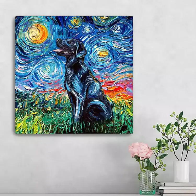 Canvas Art-Kirklands Home Aja Trier Black Lab Starry Night Canvas Print