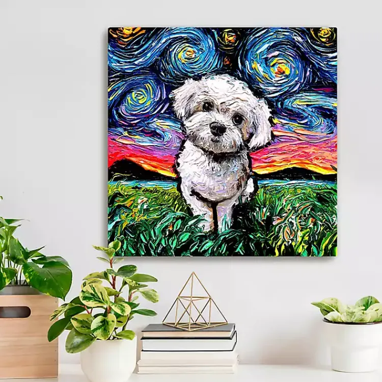 Canvas Art-Kirklands Home Aja Trier Maltipoo Starry Night Canvas Art Print