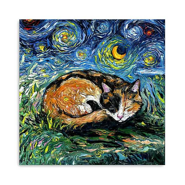 Canvas Art-Kirklands Home Aja Trier Sleepy Calico Starry Night Canvas Print